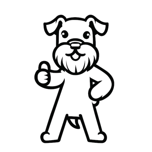 Miniature Schnauzer Dog Happy Thumbs Up illustration vector