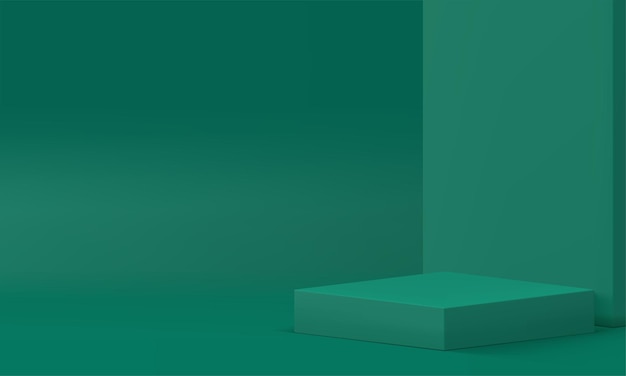 Vector minimal 3d green showroom podium pedestal mock up for presentation realistic vector