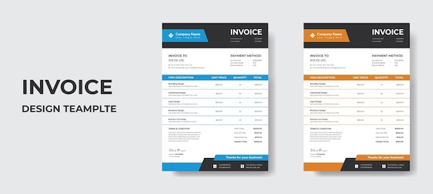 Minimal abstract corporate business invoice template design in vector