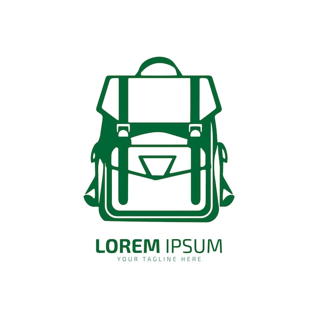 Minimal and abstract logo of bag vector bag icon school bag silhouette isolated template design green bag