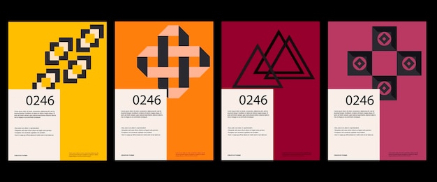 Minimal abstract posters. Bauhaus poster layout with clean typography and minimal vector pattern.