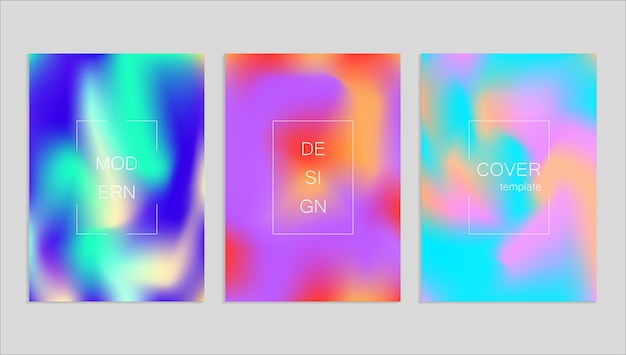 Minimal abstract vector fuid cover design template. Holography gradient background. Vector templates for placards, banners, flyers, presentations and reports