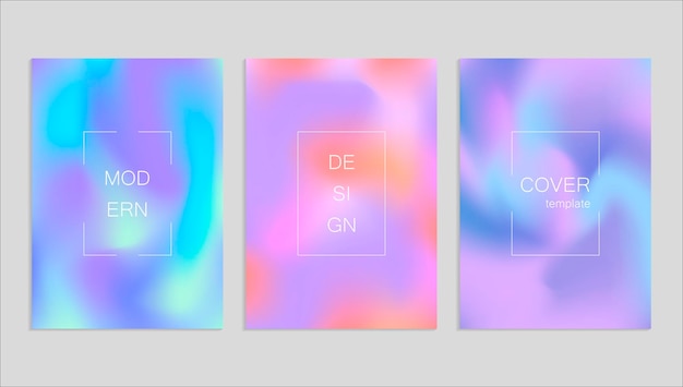 Minimal abstract vector fuid cover design template Holography gradient background Vector templates for placards banners flyers presentations and reports