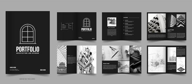 Minimal architecture portfolio template and interior portfolio layout design. brand guidelines