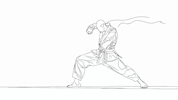 Minimal Art Taekwondo Reverence in One Continuous Line