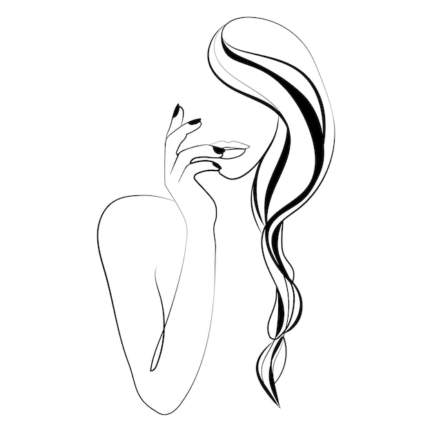 Minimal art Woman Abstract Face line drawing vector..Fashion Minimal Print.Beauty Logo