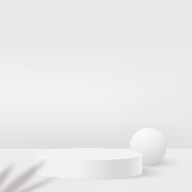 Vector minimal background with white color geometric 3d podium. vector illustration.