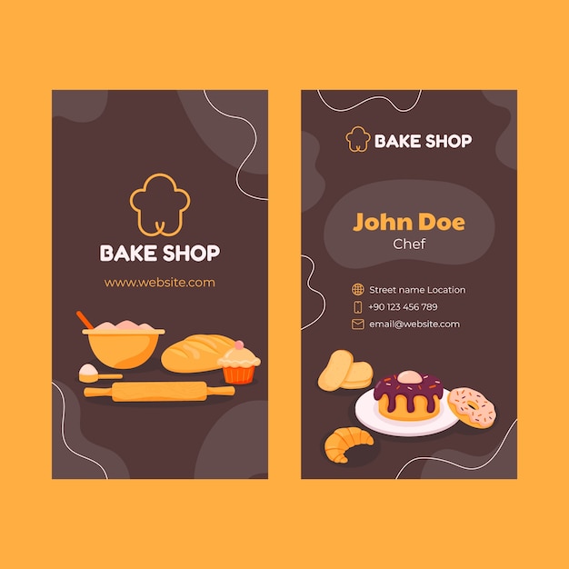 Minimal bakery shop vertical business card