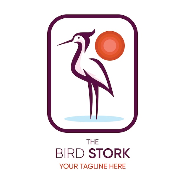 Minimal bird stork logo