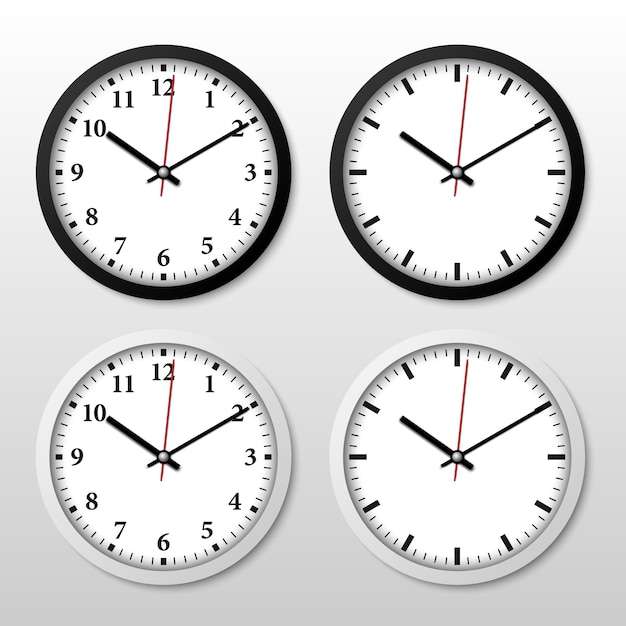 Minimal black and white wall clock isolated on white background