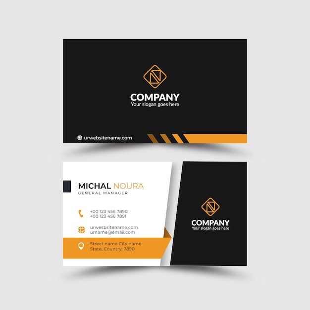 Minimal black and yellow business card template