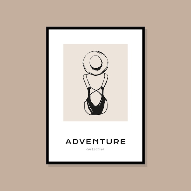 Minimal bohemian travel illustration poster design for wall art gallery