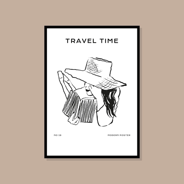 Minimal bohemian travel illustration poster design for wall art gallery