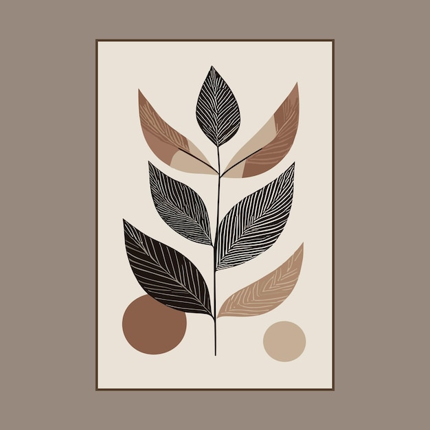 minimal botanical leaves wall art illustration