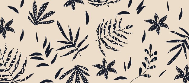 Vector minimal botanical poster with branches flowers and leaves vector illustration