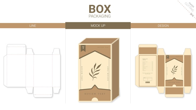 Minimal Box packaging and mockup die cut template