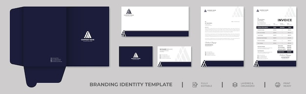 Minimal Branding Identity template Business card Letterhead Invoice Envelope Business Folder