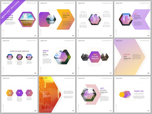 Minimal brochure templates with colorful hexagonal design