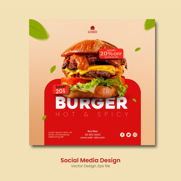 Minimal Burger Social Post Design