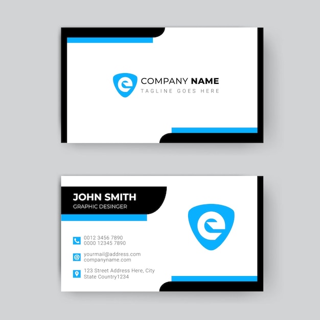 Minimal business card design template cyan and black colour