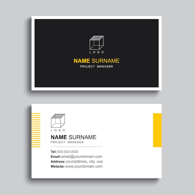 Minimal business card print template design. Simple clean layout.