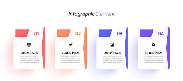 Minimal Business Infographic Template Design with Abstract Label Icon and 4 Number for Presentation