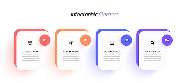 Minimal Business Infographic Template Design with Abstract Label Icon and 4 Number for Presentation