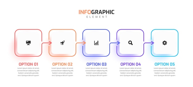 Minimal Business Infographic Template Thin Line with Arrow Square Label Icon and 4 Option