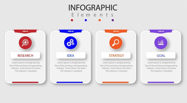 Minimal business infographics template with four steps