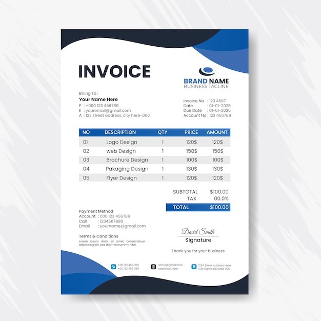 Minimal business invoice template design