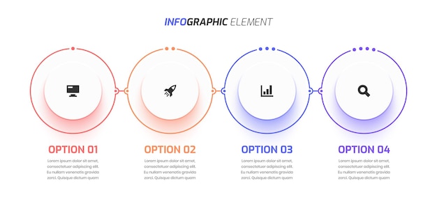 Minimal Business Timeline Infographic Template Thin Line with Circle Label Icon and 4 Option