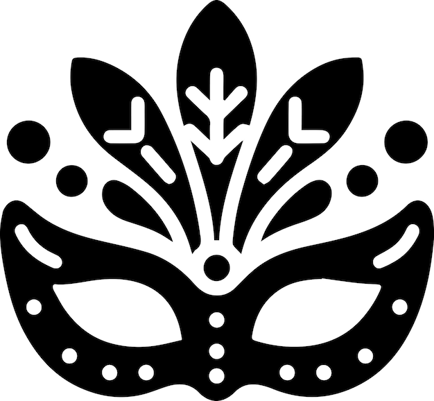 Minimal Carnival mask icon vector silhouette white background fill with black 16