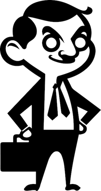 minimal carton funny character Mr bean vector silhouette black color silhouette 26