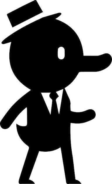 minimal carton funny character Mr duck vector silhouette white background 24