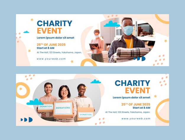 Minimal charity event horizontal banner