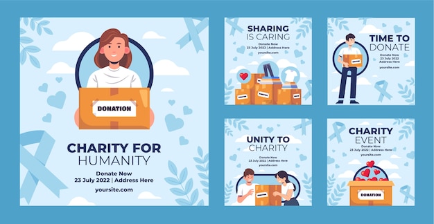 Minimal charity event instagram posts template