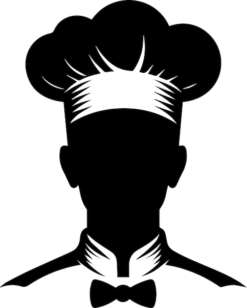 Vector minimal chef uniform and face vector silhouette silhouette black color white background 2