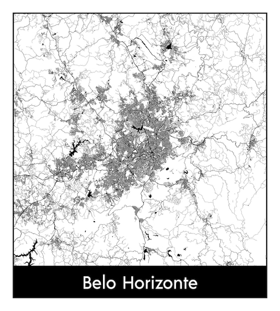 Minimal city map of Belo Horizonte (Brazil, South America)