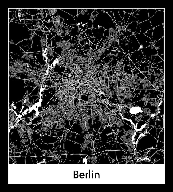 Minimal city map of Berlin (Germany, Europe)