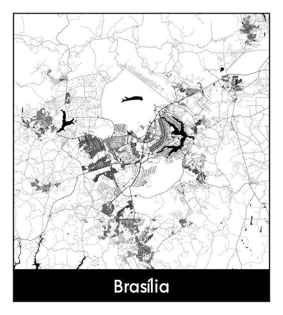 Minimal city map of Brasilia Brazil South America