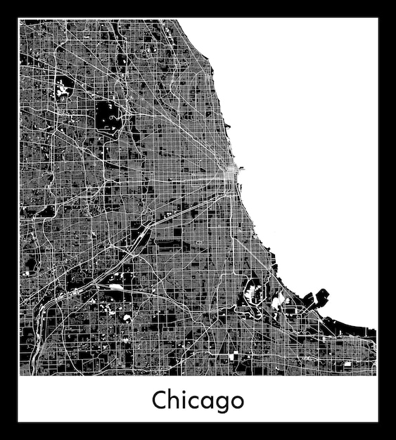 Minimal city map of Chicago (United States, North America)