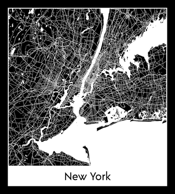 Minimal city map of New York (United States, North America)