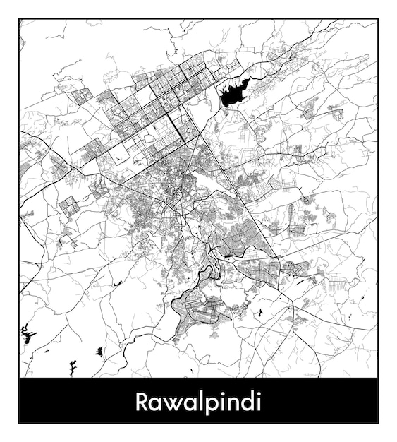 Minimal city map of Rawalpindi (Pakistan, Asia)