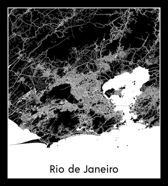 Minimal city map of Rio de Janeiro (Brazil, South America)