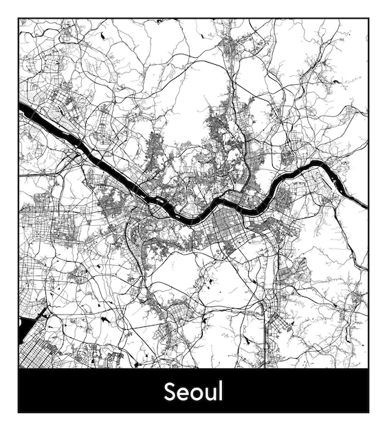 Minimal city map of Seoul (South Korea, Asia)