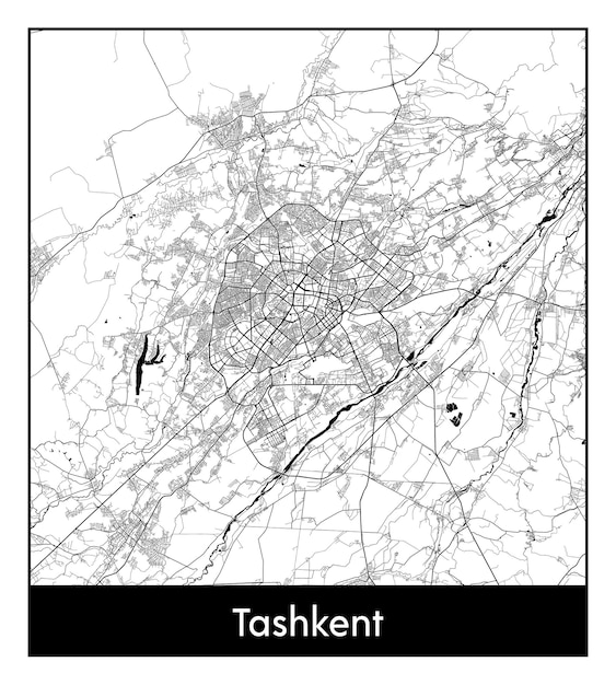 Minimal city map of Tashkent (Uzbekistan, Asia)