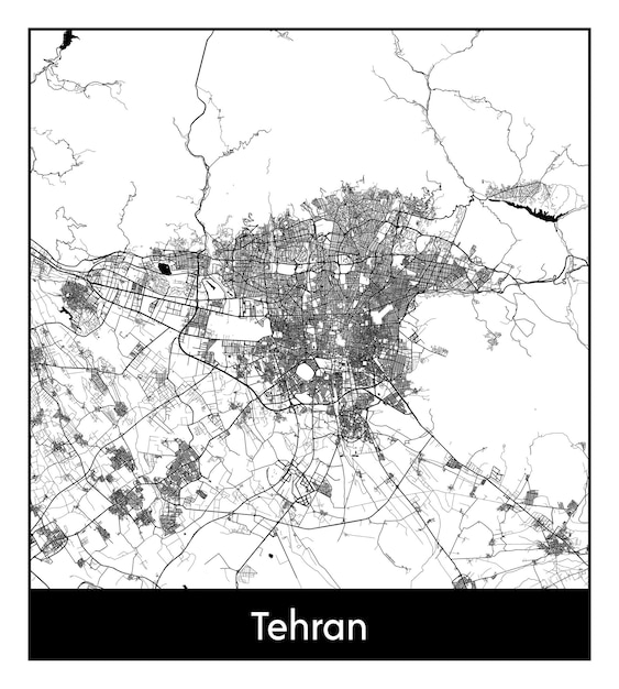 Minimal city map of Tehran (Iran, Asia)