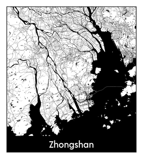 Minimal city map of Zhongshan (China, Asia)