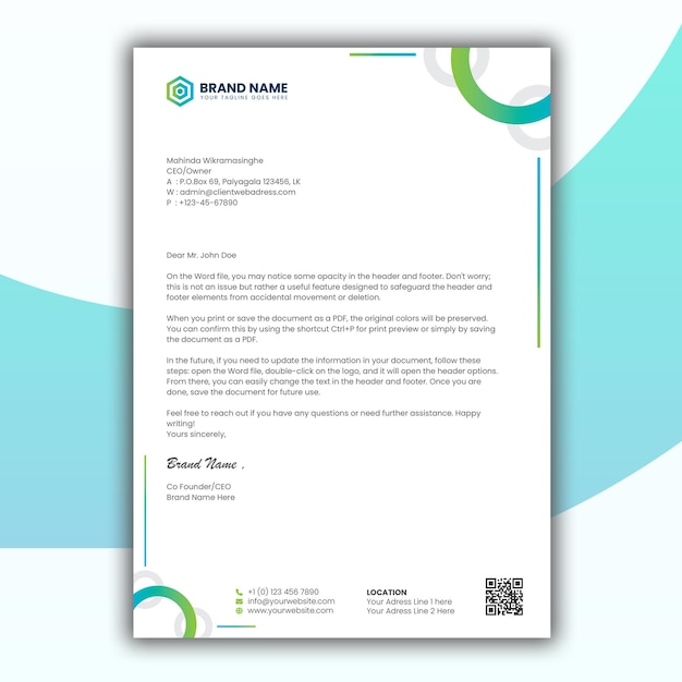 Minimal Clean and modern circle Letterhead Template