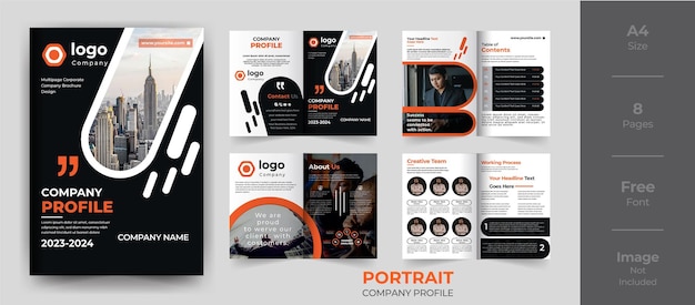 Minimal company profile template layout design with cover page and vector a4 size for editable